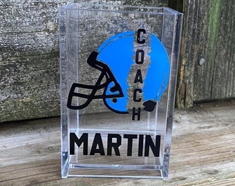 Football Coach Pen Holder Football Coach Gift Personalized Football Football Pen Holder Sports Office Supplies Personalized Sports Gift