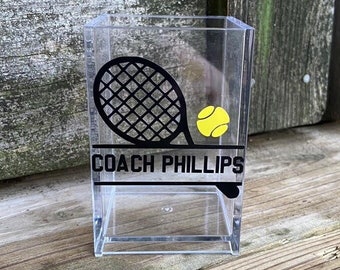 Tennis Coach Pen Holder Tennis Coach Gift Personalized Tennis Pen Holder Personalized Tennis Gift
