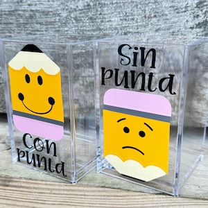 Con Punta Sin Punta Portalapiz Regalo de Maestro Sharp Dull Pencil Holders Teacher Appreciation Gift Spanish Teacher Spanish Classroom image 3