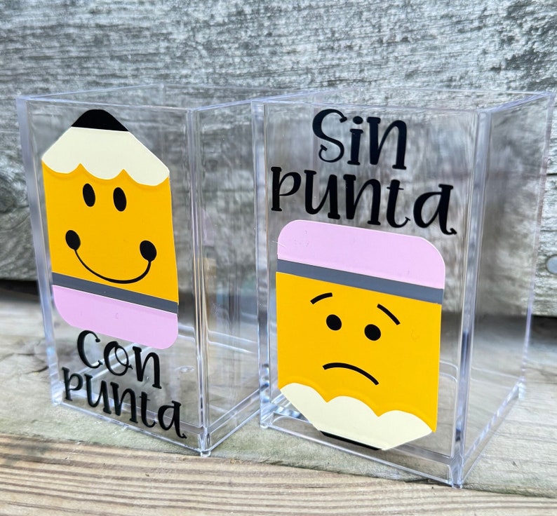 Con Punta Sin Punta Portalapiz Regalo de Maestro Sharp Dull Pencil Holders Teacher Appreciation Gift Spanish Teacher Spanish Classroom image 3