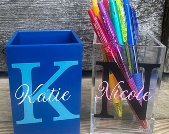 Personalized Pen Holder Personalized Makeup Brush Holder Personalized Teacher Pen Holder Gifts For Her Cute Office Supplies Name Pen Holder