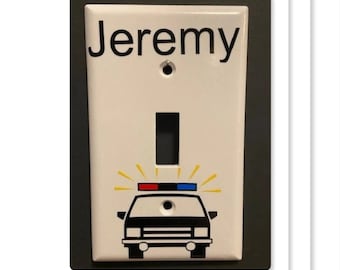 Light Switch Cover - Police Light Switch Cover - Police Car - Police Room Decor - Personalized Police Light Switch Cover - Boys Room Decor