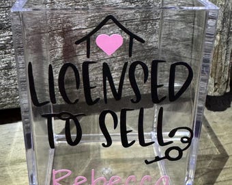 Personalized Real Estate Agent Pencil Holder - Personalized Pen Holder - Real Estate Holder - Real Estate Office Gift - Real Estate Agent