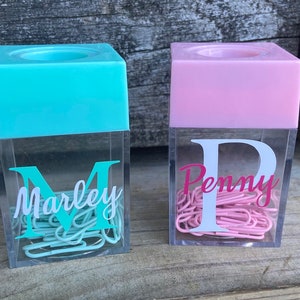 Personalized Pencil Clip Holder Teacher's Gift Cute Desk Supplies Pink Desk Accessories Teacher Appreciation Boss's Gift Cute Paper Clip Holder Coworker Gift Paper Clip Holder Monogram Office Supplies