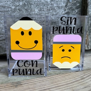 Con Punta Sin Punta Portalapiz Regalo de Maestro Sharp Dull Pencil Holders Teacher Appreciation Gift Spanish Teacher Spanish Classroom image 2