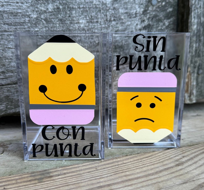 Con Punta Sin Punta Portalapiz Regalo de Maestro Sharp Dull Pencil Holders Teacher Appreciation Gift Spanish Teacher Spanish Classroom image 2