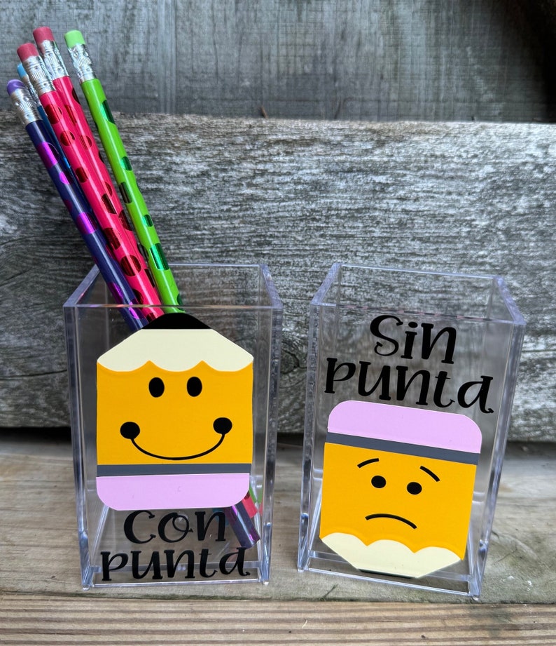 Con Punta Sin Punta Portalapiz Regalo de Maestro Sharp Dull Pencil Holders Teacher Appreciation Gift Spanish Teacher Spanish Classroom image 4