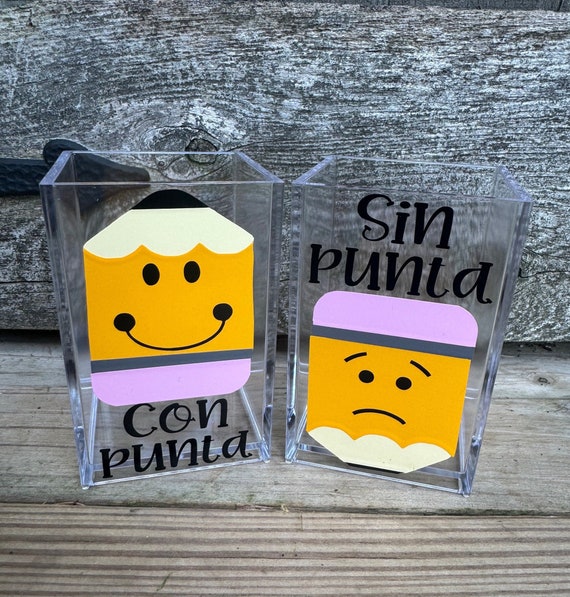 Con Punta Sin Punta Portalapiz Regalo de Maestro Sharp Dull Pencil Holders Teacher Appreciation Gift Spanish Teacher Spanish Classroom