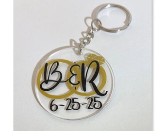 Wedding Keychain - Personalized Save the Date Keychain - Wedding Date Favor - Wedding Keyring - Wedding Favors - Personalized Wedding Favor