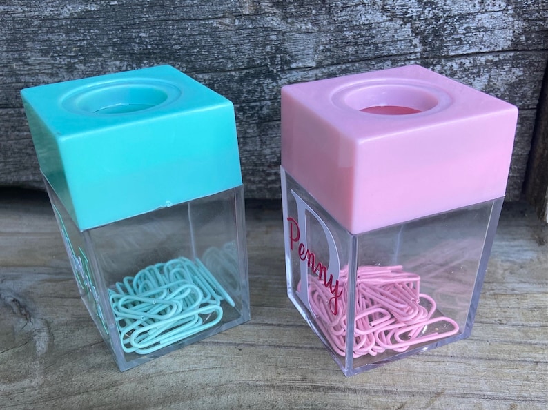 Personalized Paper Clip Holder Cute Office Supplies Pink Office Supplies Teacher Gift Boss's Gift Teacher Appreciation Desk Accesosories Bild 3