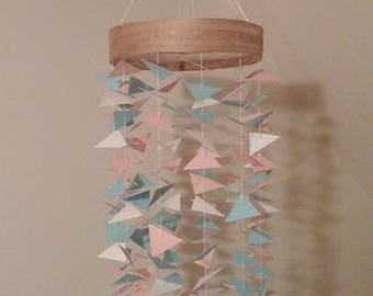 Geometric baby mobile. Mobile for girl. Baby mobile. Mobile made of cardboard. Handmade mobile. Decorative mobile.