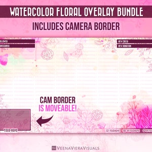 Watercolor Floral Stream Overlay for Twitch, Kick, Facebook and Youtube