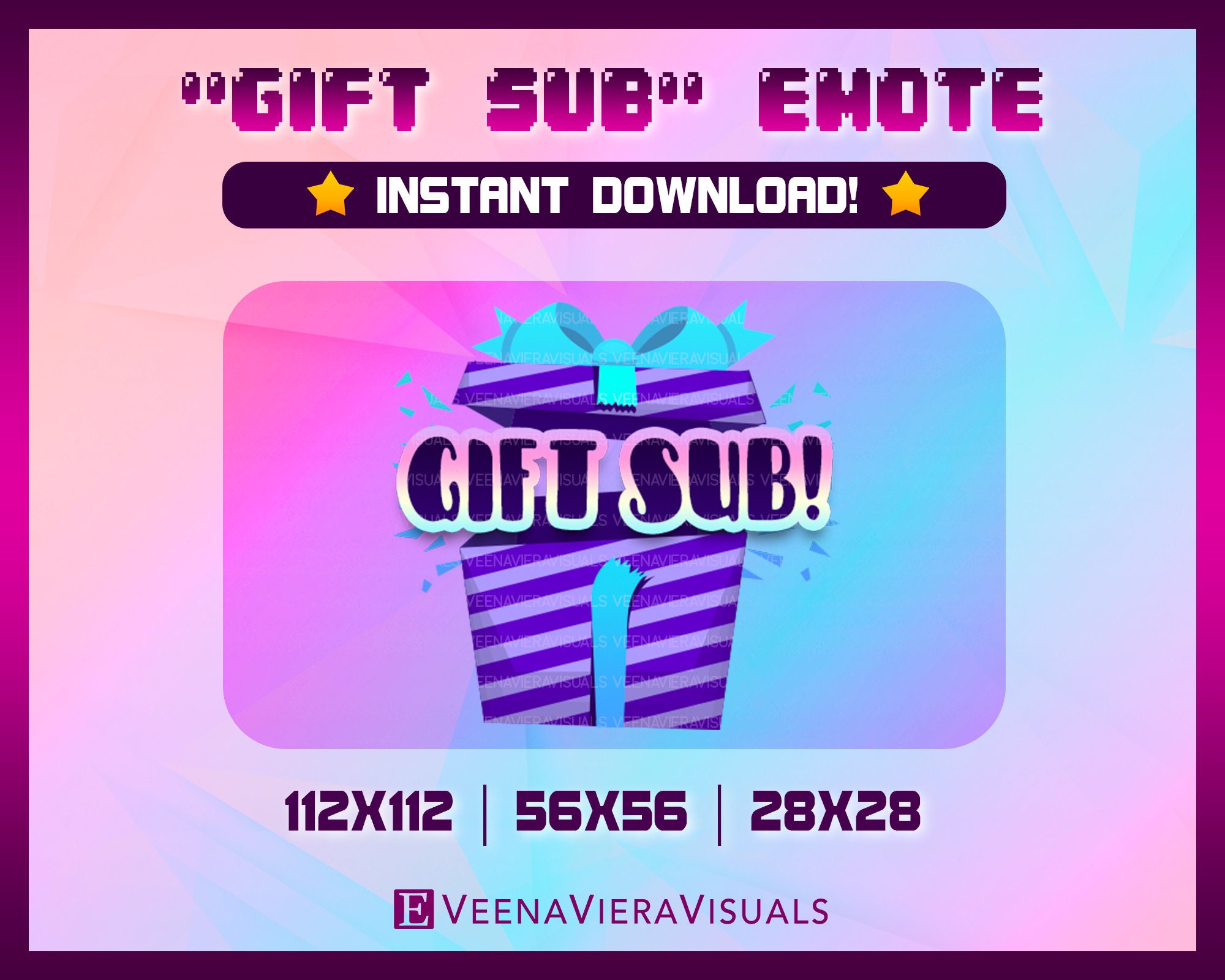 Gift Sub Emote Premade For Twitch Discord Instant Etsy