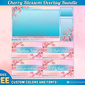 Cherry Blossom Stream Overlay Set for Twitch, Kick and Youtube