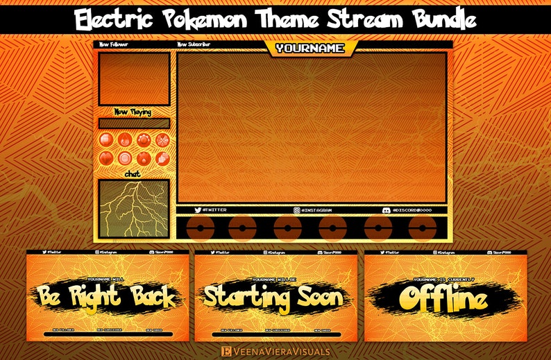 Pokemon Stream Overlay Set Electric Twitch Facebook and | Etsy