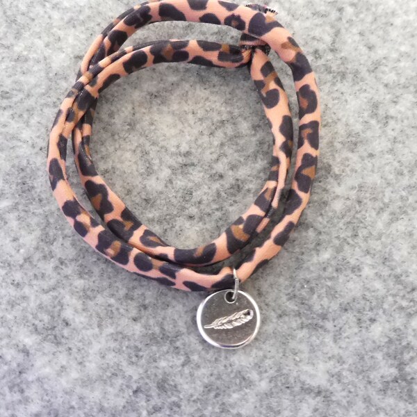 Armband Leo Feder boho Hippie Wickelarmband Leopard