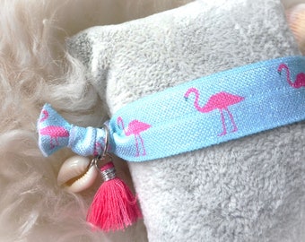 Armband Flamingo Quaste Ibiza elastisch boho Hippie türkis pink Sommer