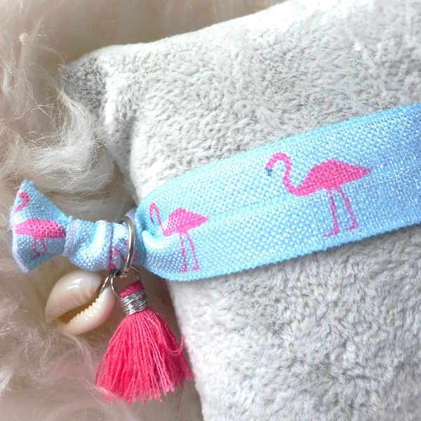 Armband Flamingo Quaste Ibiza elastisch boho Hippie türkis pink Sommer