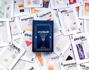 Cocktail Playing Cards | Cocktail Recipe Cards | Drinking Card Deck | Cocktail Cards | Drink Recipe Playing Cards | Mixology Cards
