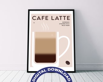 Póster digital con receta de café "Café Latte"