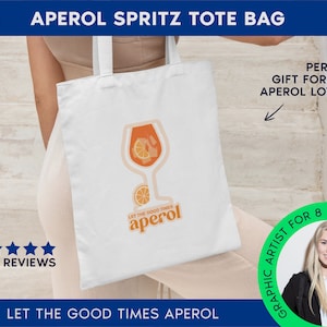 Tote met Aperol Spritz-print | Cocktailbar boodschappentas | Spritz-cadeau | Drink woordspeling accessoires | Minimalistisch alcoholcadeau | Bar kar decor