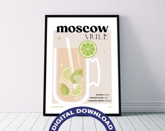 Póster digital con la receta del cóctel "Moscow Mule"