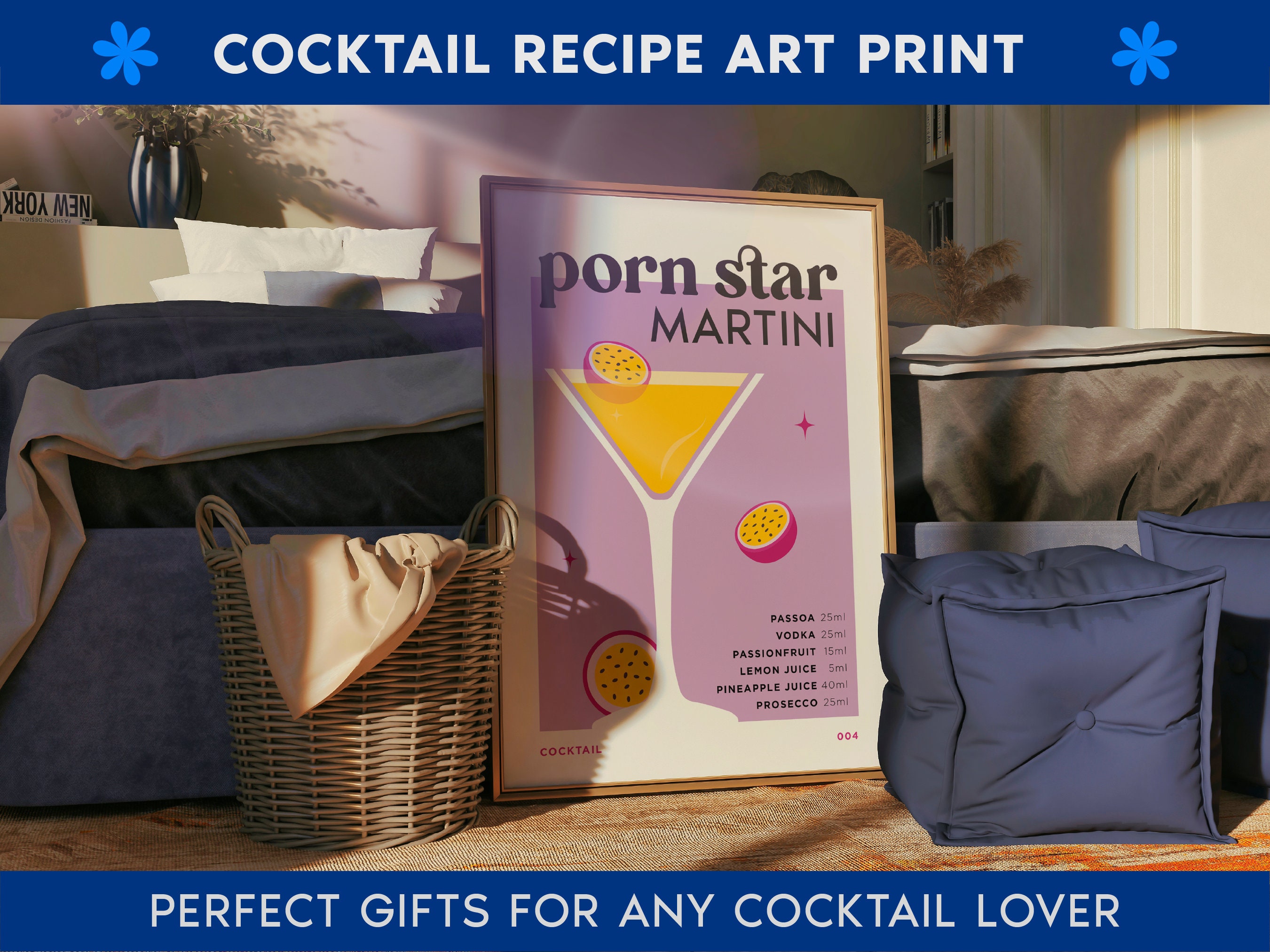 Porn Star Martini Classic Cocktail Art Print Bar Cart Decor - Etsy Singapore