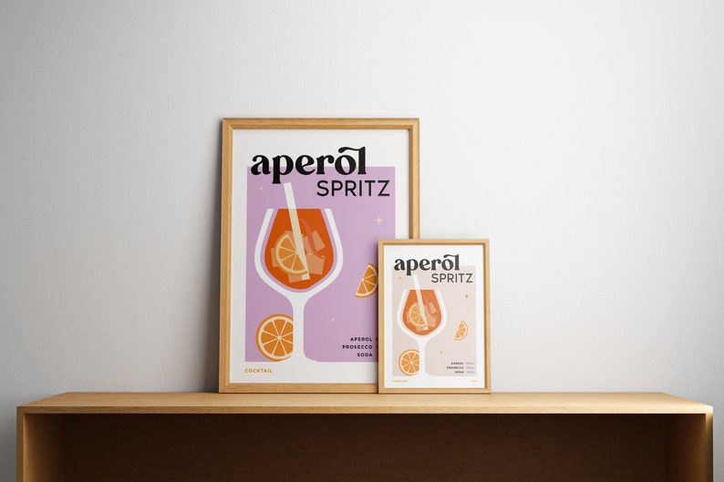 Aperol Spritz Print Cocktail Bar Cart Print Unframed Aperol Spritz Poster Drink Recipe Poster Minimalist Alcohol Print Bar Cart image 5