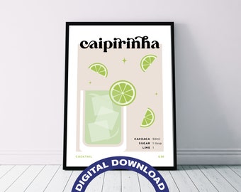 Póster digital con la receta del cóctel 'Caipirinha'