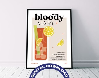 Póster digital con la receta del cóctel Bloody Mary
