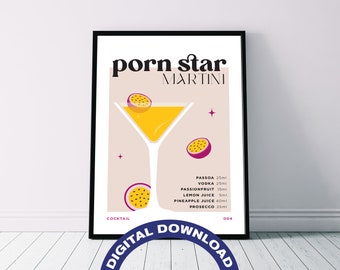Póster de descarga digital para imprimir con la receta del cóctel 'Porn Star Martini'