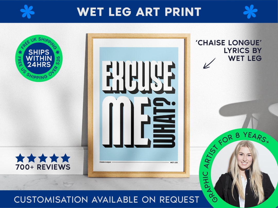 Wet Leg 'chaise Longue' Lyrics Poster Pop Music Print Excuse Me