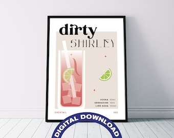 Póster digital con la receta del cóctel «Dirty Shirley»