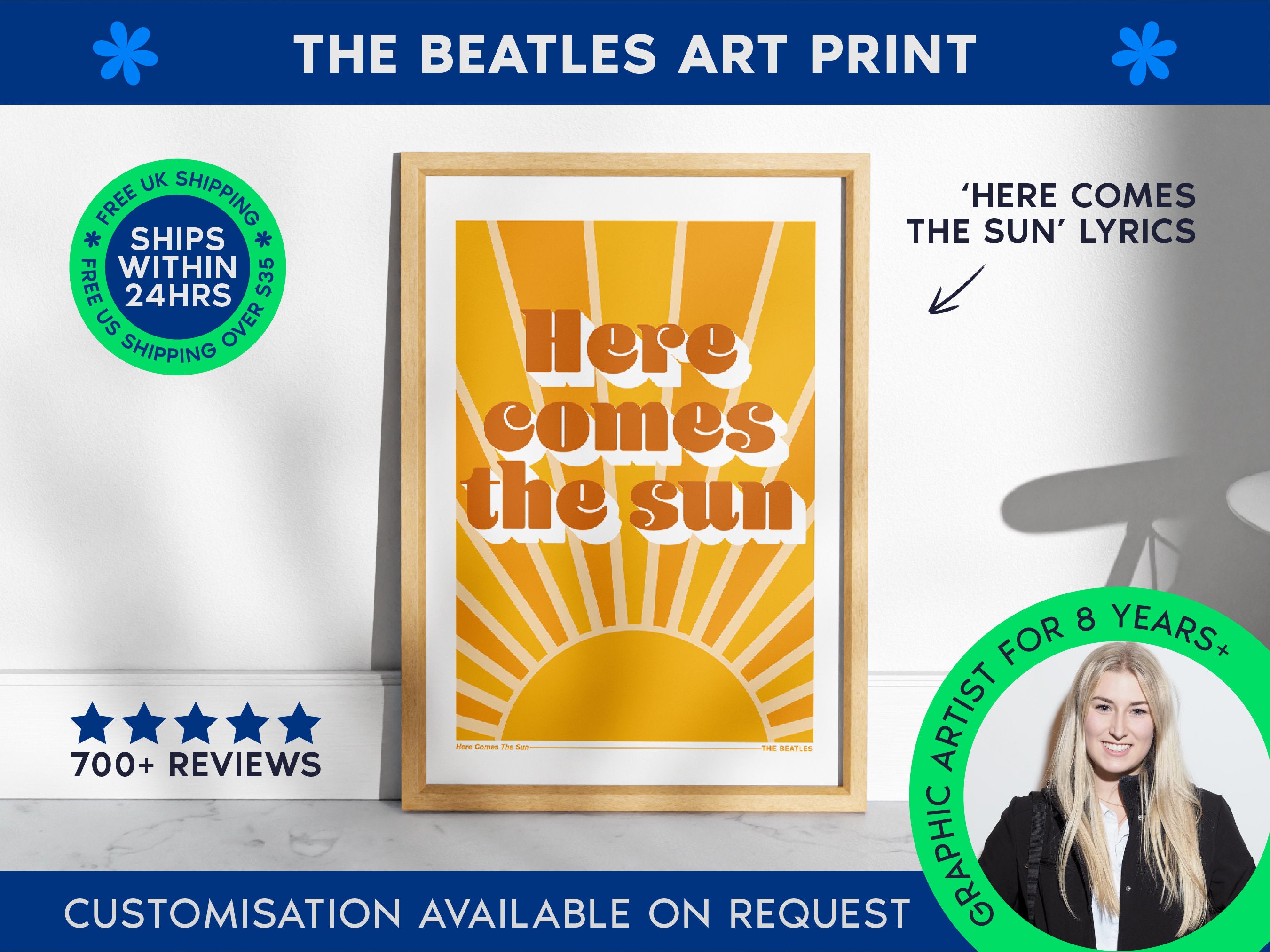 The Beatles here Comes the Sun Song Lyrics Retro photo
