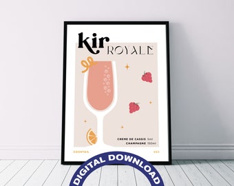 Póster digital con la receta del cóctel 'Kir Royale'