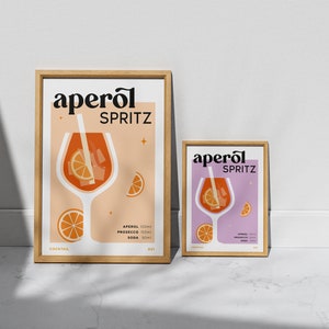 Aperol Spritz Print Cocktail Bar Cart Print Unframed Aperol Spritz Poster Drink Recipe Poster Minimalist Alcohol Print Bar Cart image 4