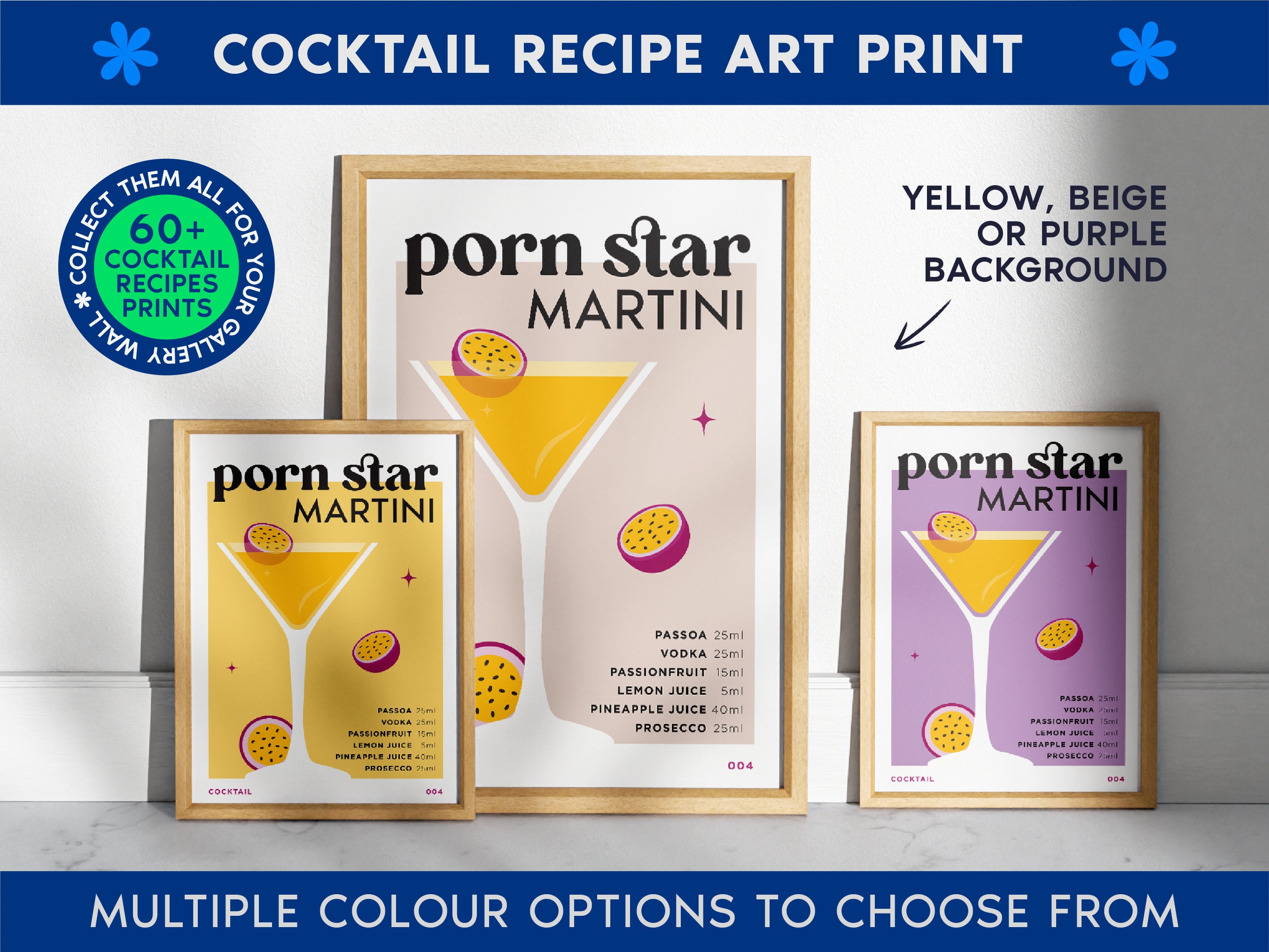 Porn Star Martini Classic Cocktail Art Print Bar Cart Decor - Etsy Canada
