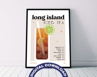 Póster digital con la receta del cóctel "Té helado Long Island"