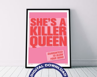 Póster impreso digital de descarga de la película "Killer Queen" de Queen