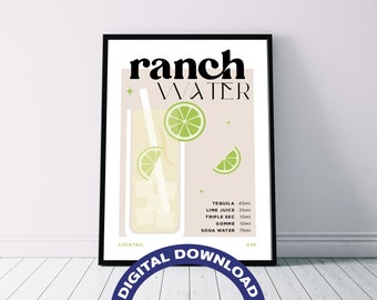 Póster digital con la receta del cóctel "Agua Ranchera"