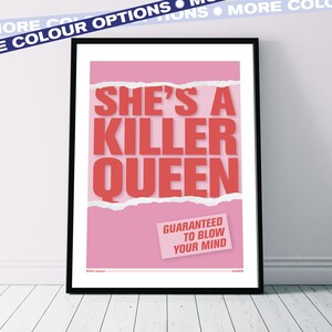 Queen 'Killer Queen' Pure Hartaanval Lyrics Song Poster 70s Rock Music Print | Maatwerk beschikbaar