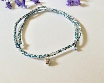 Liberty print acorn silver pendant choker