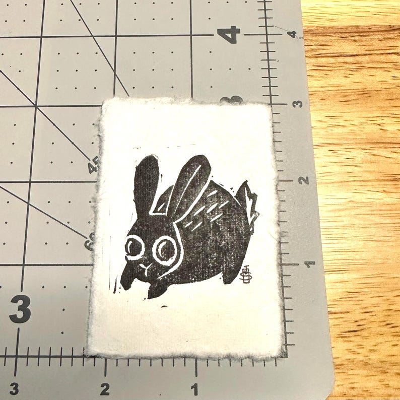Linocut Rabbit Pattern Tiny Bunny Rabbit Art Linocut Print for Gallery Wall or Desk - Etsy