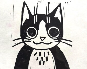 Tuxedo Cat No Thoughts Art Print - 5"x7"