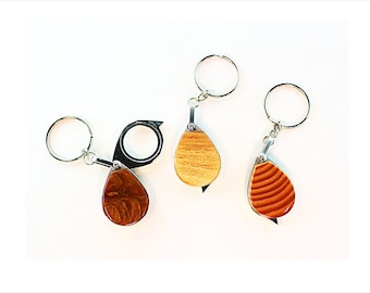 Key Chain Fold Open Magnifying Glass Hand Crafted Forest wood insert