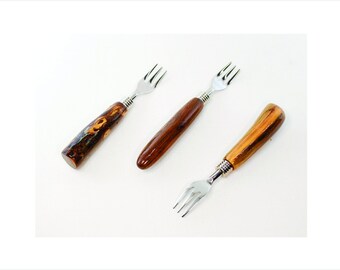 Charcuterie Tray Fork Hand Crafted Forest Wood Stainless Steel Cocktail Forks