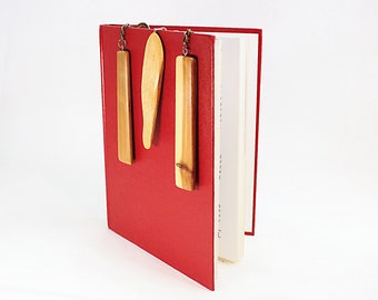 Hand Crafted Forest Wood Bookmarks Bronze and Stainless Page Inserts