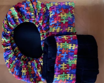 Multicolor Puzzle Piece Autism Awareness Fabric Bowling Shoe Cover Set
