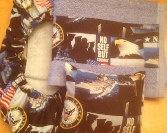 Navy Fabric Bowling Shoe Cover Set
