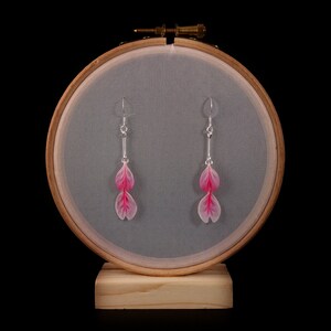 Cherry Blossom Dangling Petals Earrings, Made with Silk, Hand Crafted with Tsumami Zaiku image 2